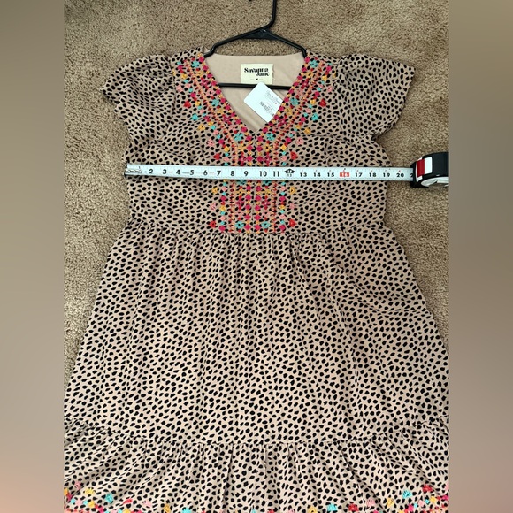 Savanna Jane Women's Medium Embroidered Polka Dot Midi Dress NWT - Picture 4 of 5